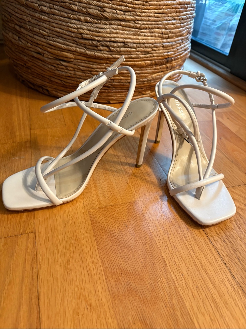 GUESS Ivory Strappy High Heel Sandals - Size 9